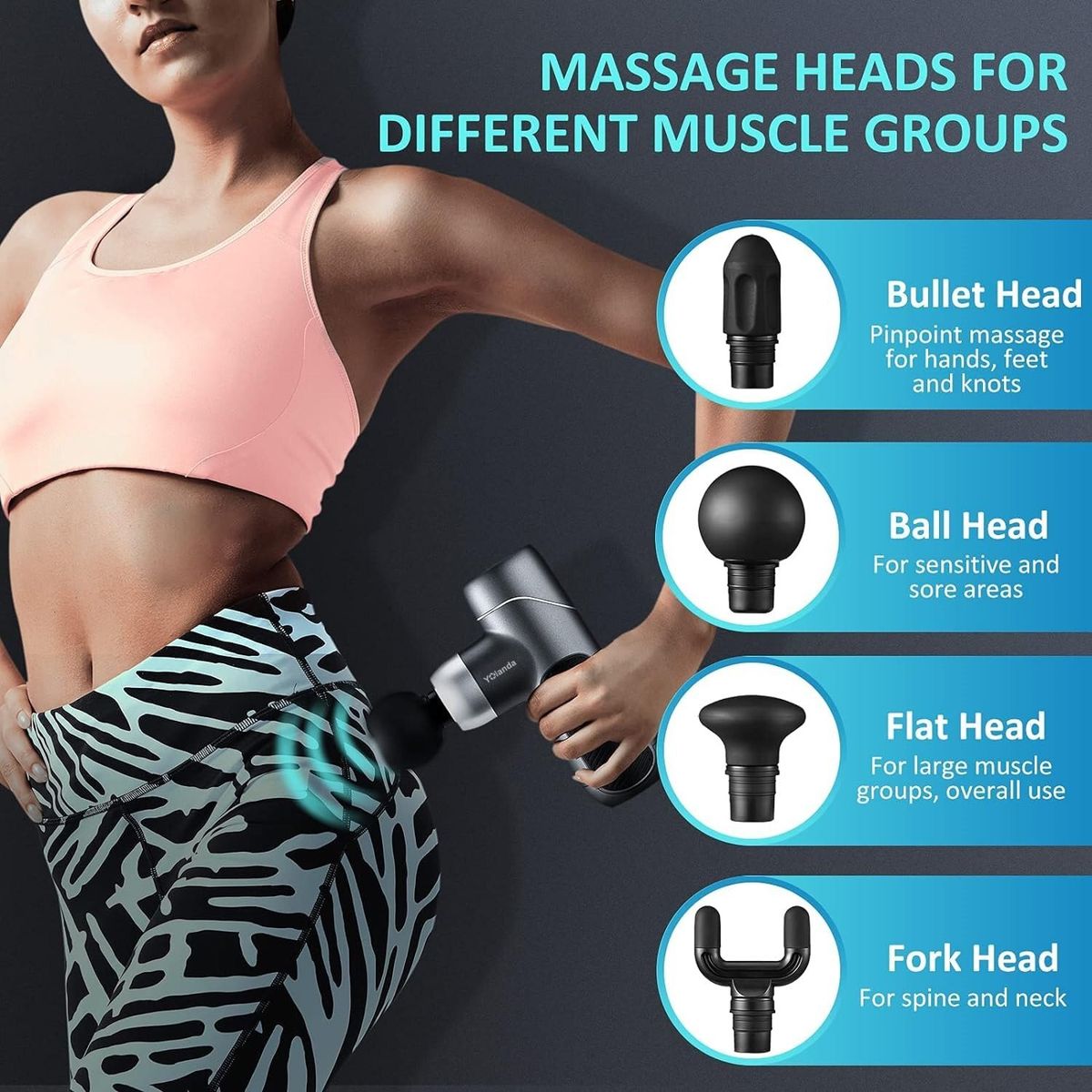 View 3 of 4 Heads Rechargeable Massage Gun