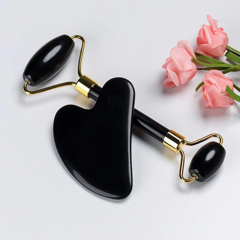 Roller Guasha Set Black Genuine